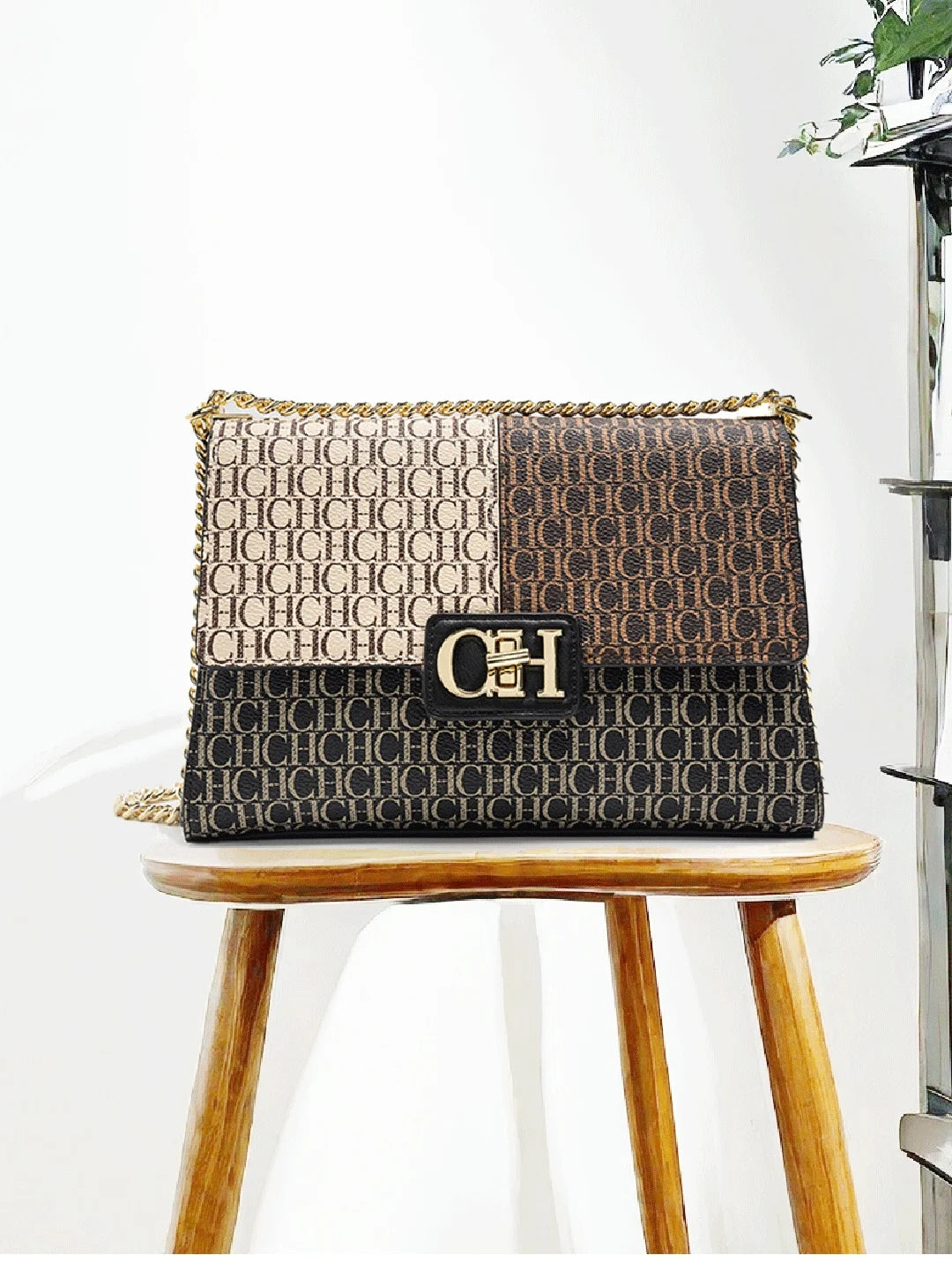 Fashion Color-Block Solid Color Design Women's Handbag Commuter Flap Light Luxury Brand Versatile 2025 New Women's Chain Bag