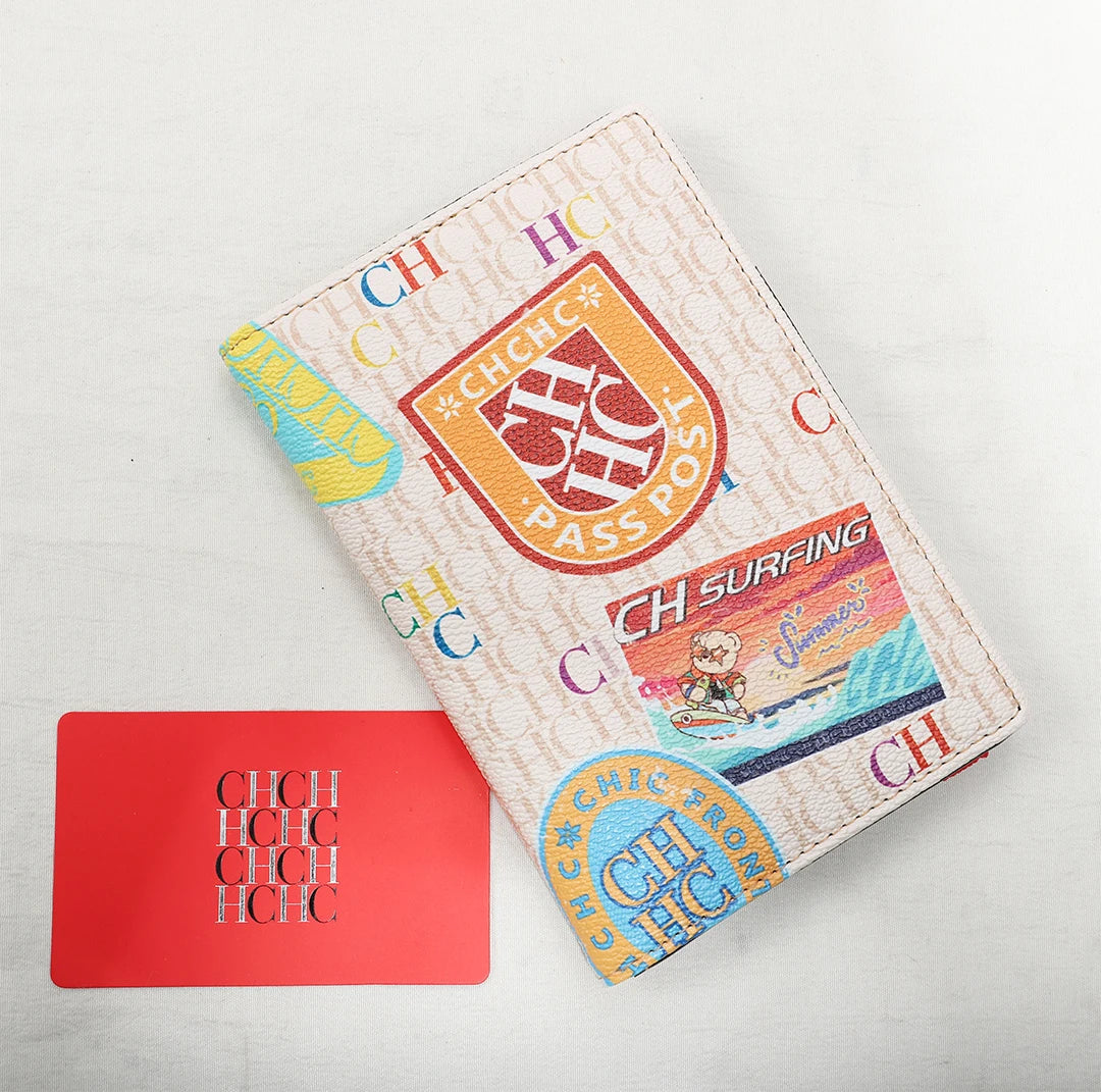 CH Passport Holder Stylish Patterned Design Passport Cover Multi Function Card Pocket Travel Document Organizer Travel Essential