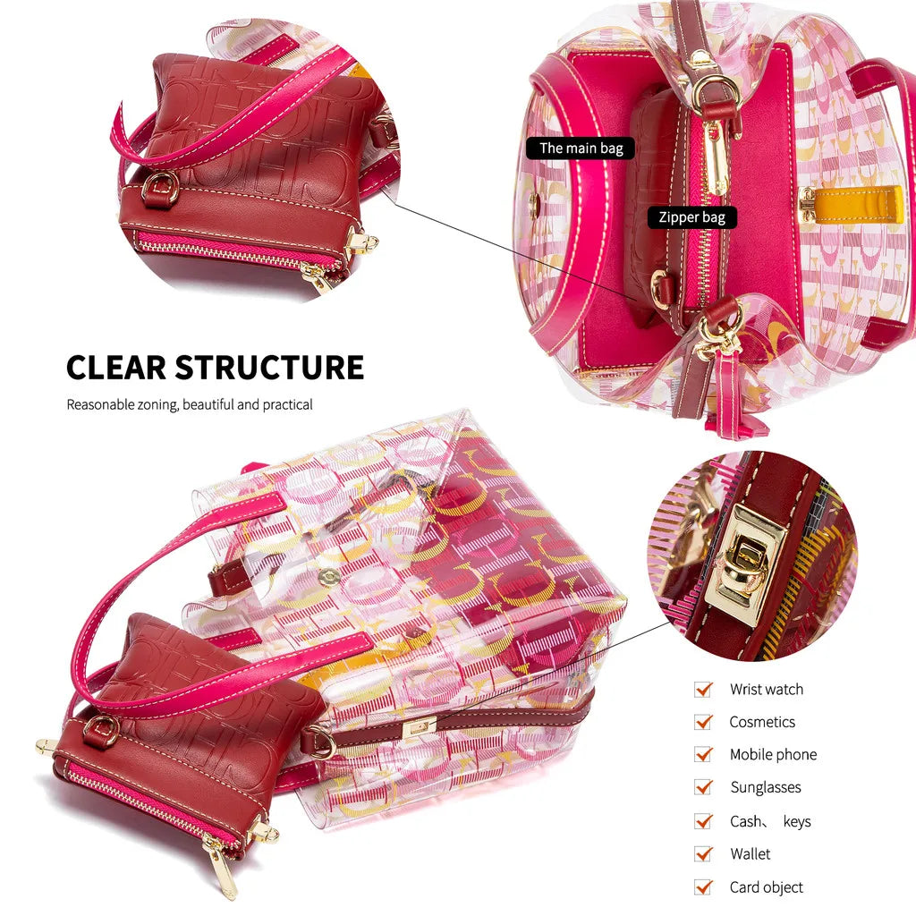CHCH Women's Tote Bag New PVC Transparent Bag Leisure Beach Bag Waterproof