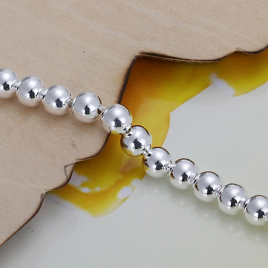 925 Sterling Silver Bracelets  Fashion Jewelry Charm Women Chain Lady Wedding 6MM Beads  Factory Price