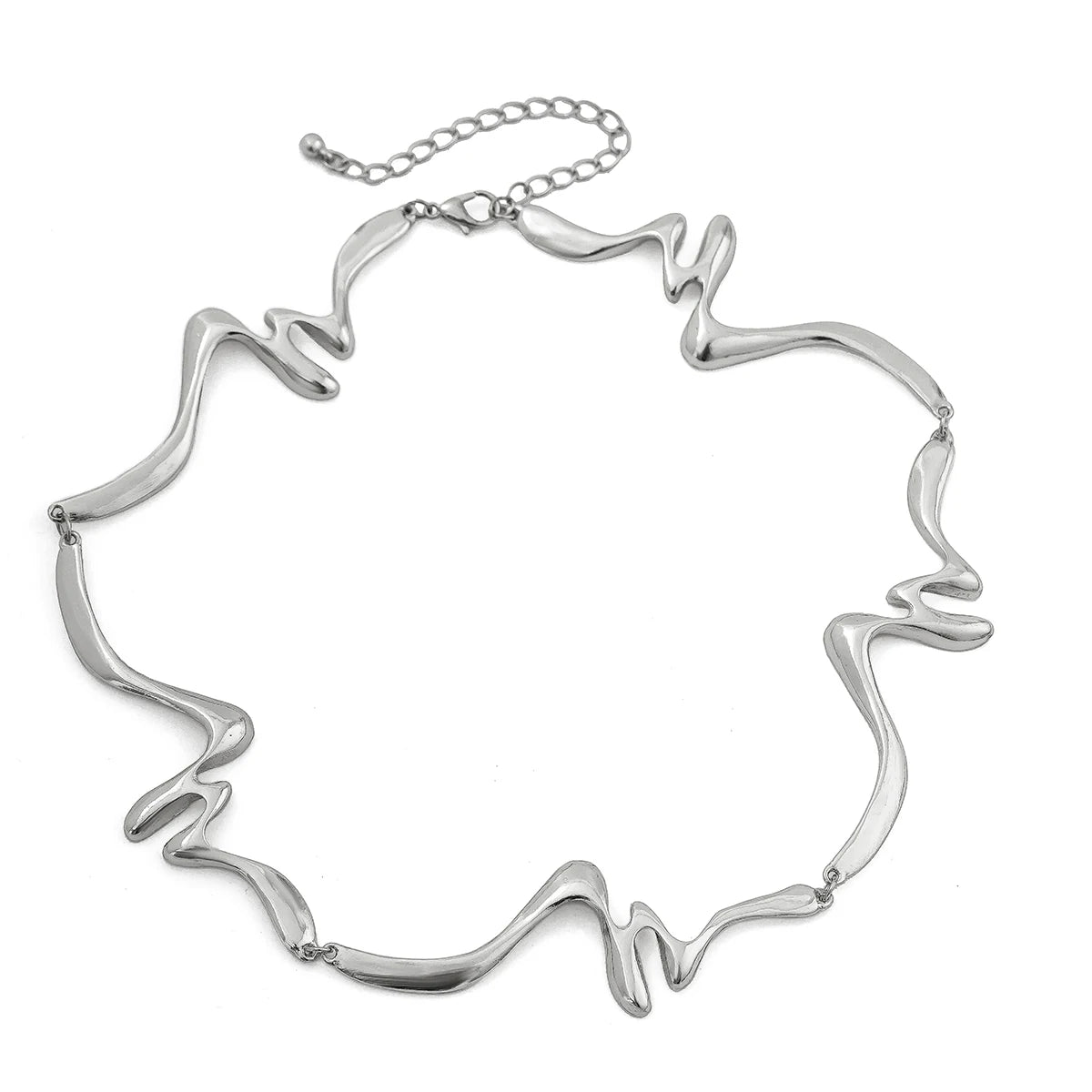 KunJoe Elegant Irregular Wave Torques Necklaces for Women Trendy Punk Gold Color Chokers Clavicle Chain Wedding Party Jewelry