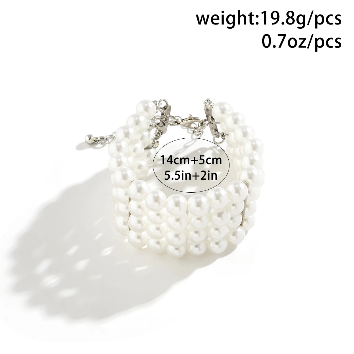 Salircon Korean Romantic Multi-layer Imitation Pearl Bracelet Fashion Elegant Wide Bracelet For Women Wedding Party Jewelry Gift