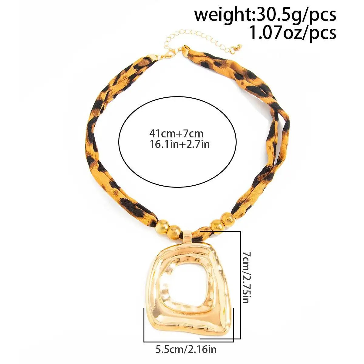 Salircon 5Styles Punk Gold Color Metal Geometry Large Hollow Square Pendant Necklace Boho Leopard Rope OT Chain Necklace Jewelry