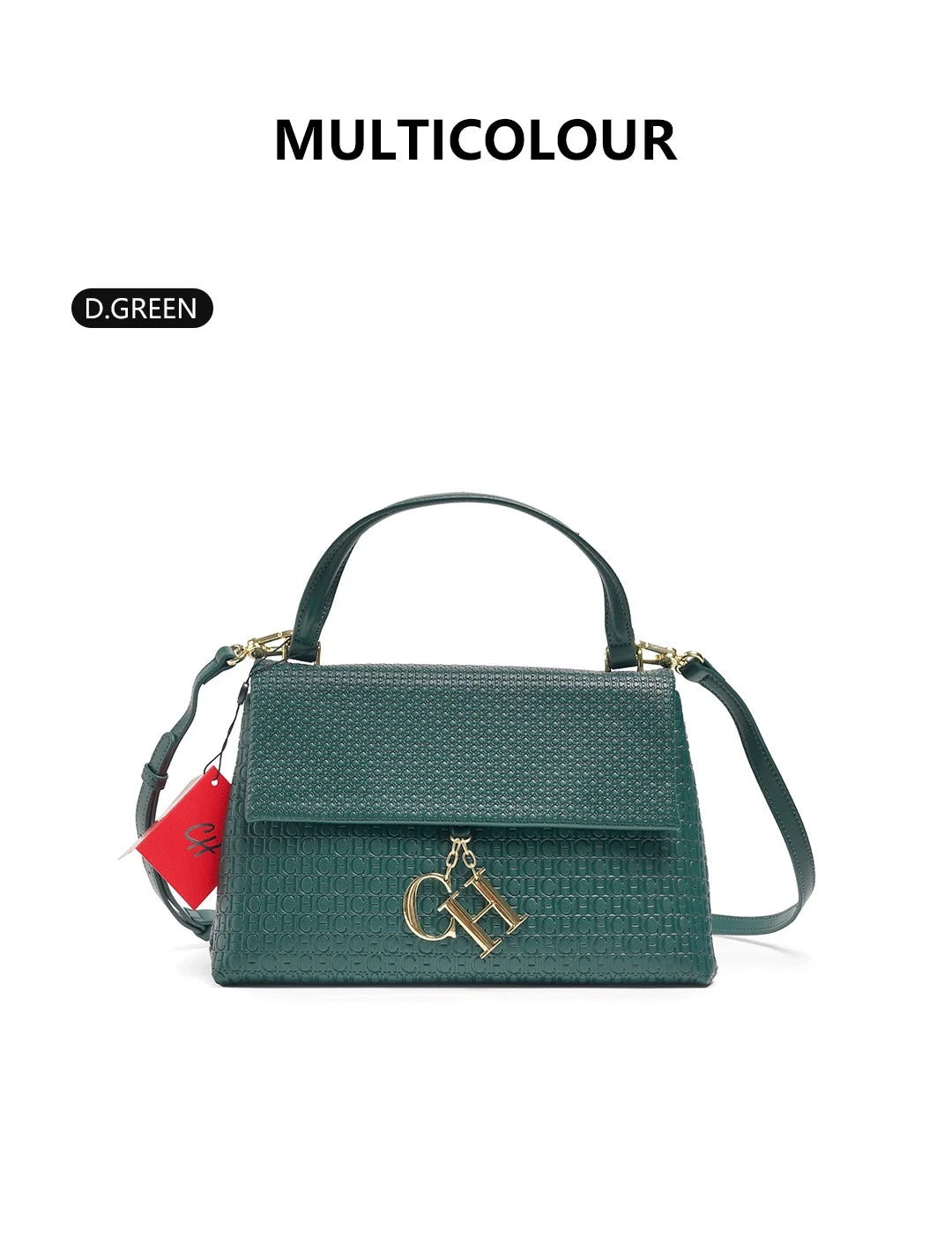 CH Lightweight PU+TPU Handbag 28x12x9cm, 5 Color Zipper Compartment Purse, Compact Tote Bag for Phone & Wallet