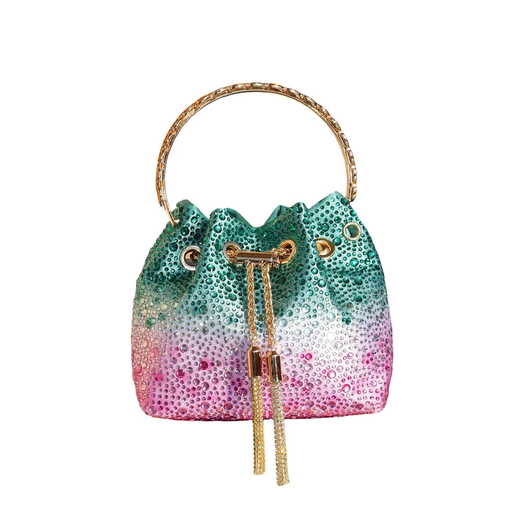 Handle Rhinestones Evening clutch Bag Purses and handbag luxury Designer shoulder bag Shiny Crystal Clutch purse bucket bag