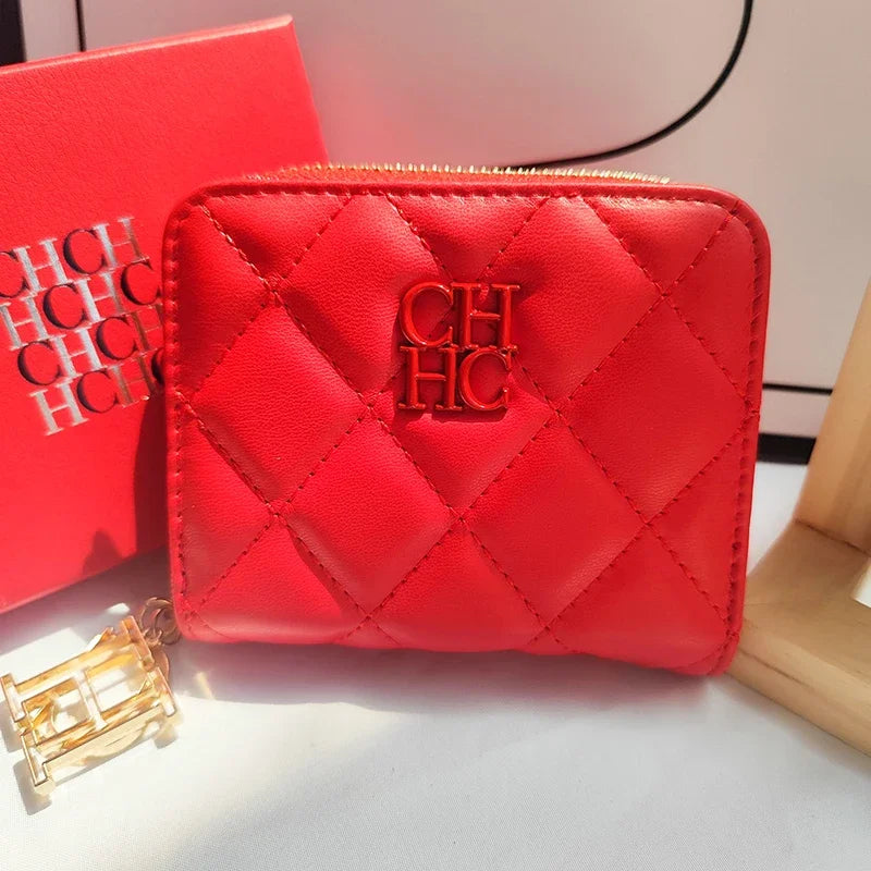 CH New Women's Wallet Exquisite Luxury Brand Short Solid Color Coin Women's Wallet High-quality PU Material Exquisite Brand Logo