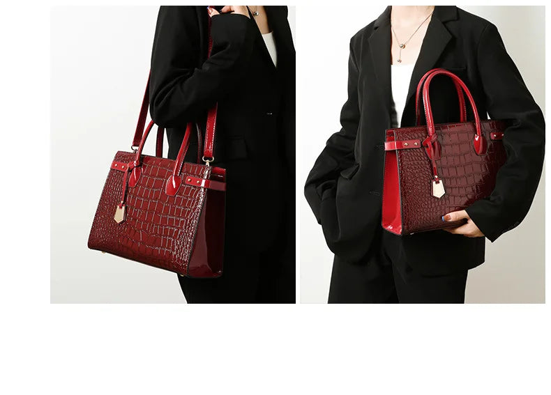 Retro Ladies Three-piece Set Mother-daughter Crossbody Bag Crocodile Pattern Texture Single-shoulder Hand-held Diagonal Bag