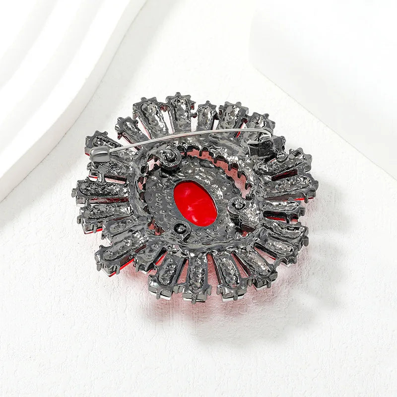 SKEDS Vintage Baroque Luxury Rhinestone Sun Flower Brooches Badges For Women Men Retro Palace Gorgeous Pins Jewelry