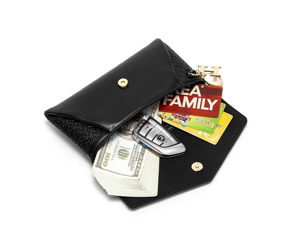 CH Women's Crossbody Bag Stylish Textured Leather Clutch Gold Chain Logo Detail Evening Party Purse Must Have Hot Sale