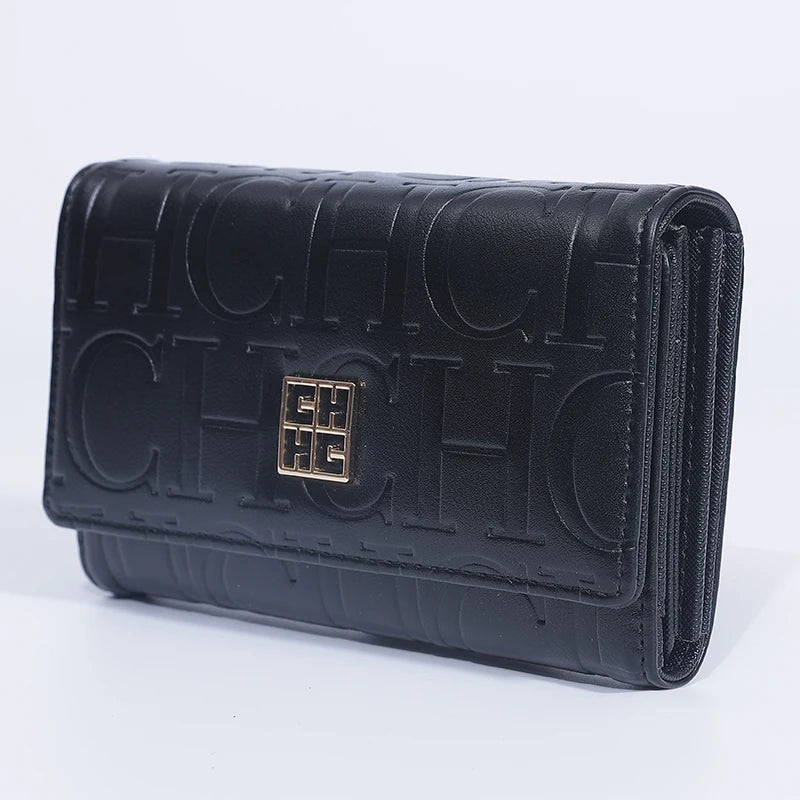 CH Luxury Card Bag Minimalist Chic Embossed Design Wallet Stylish Women Accessory Compact Multi Slot Card Holder Daily Essential