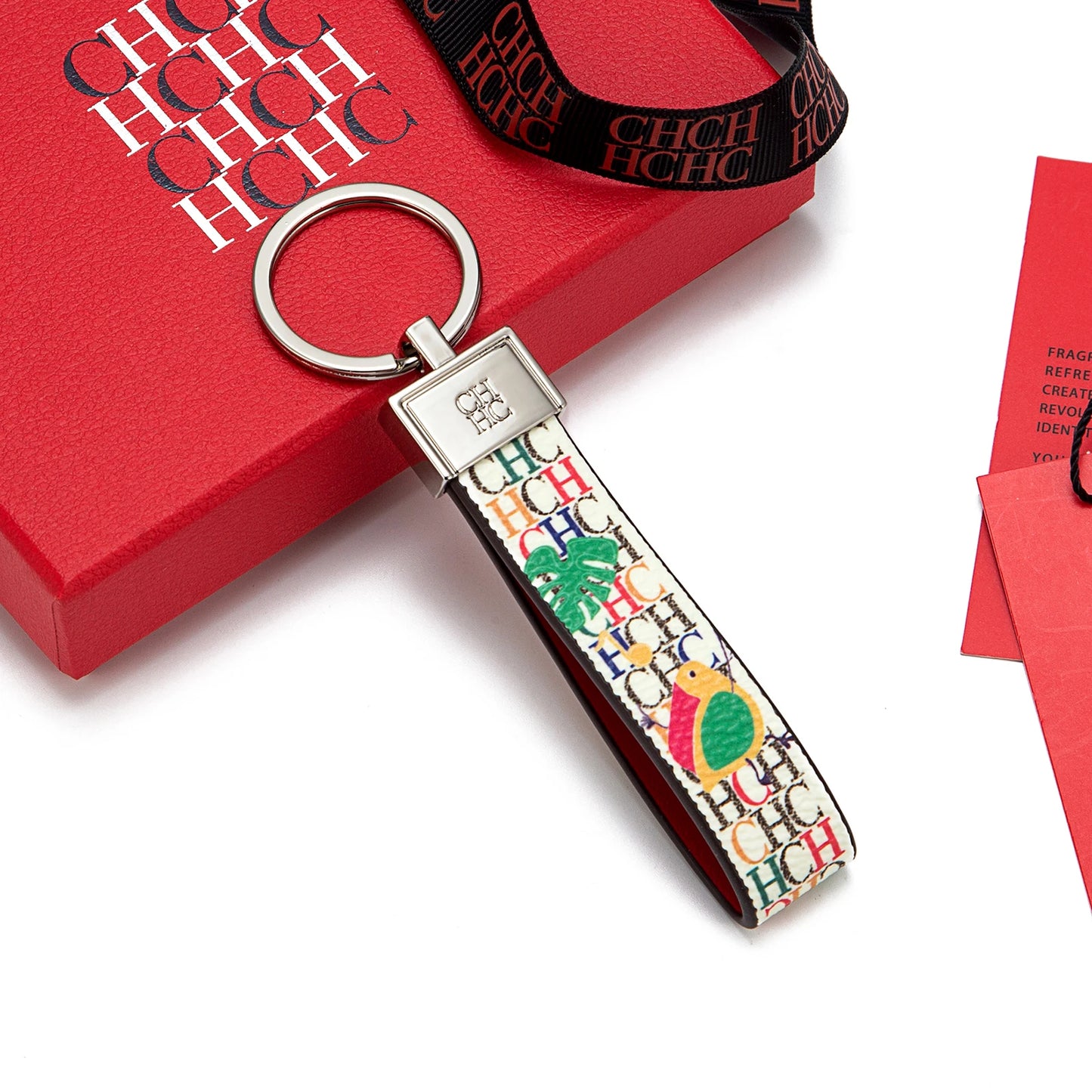 CH Niche High-end Keychain Leather Keychain Unique Printing Design Fashion Keychain Simple and Exquisite Style Gifts
