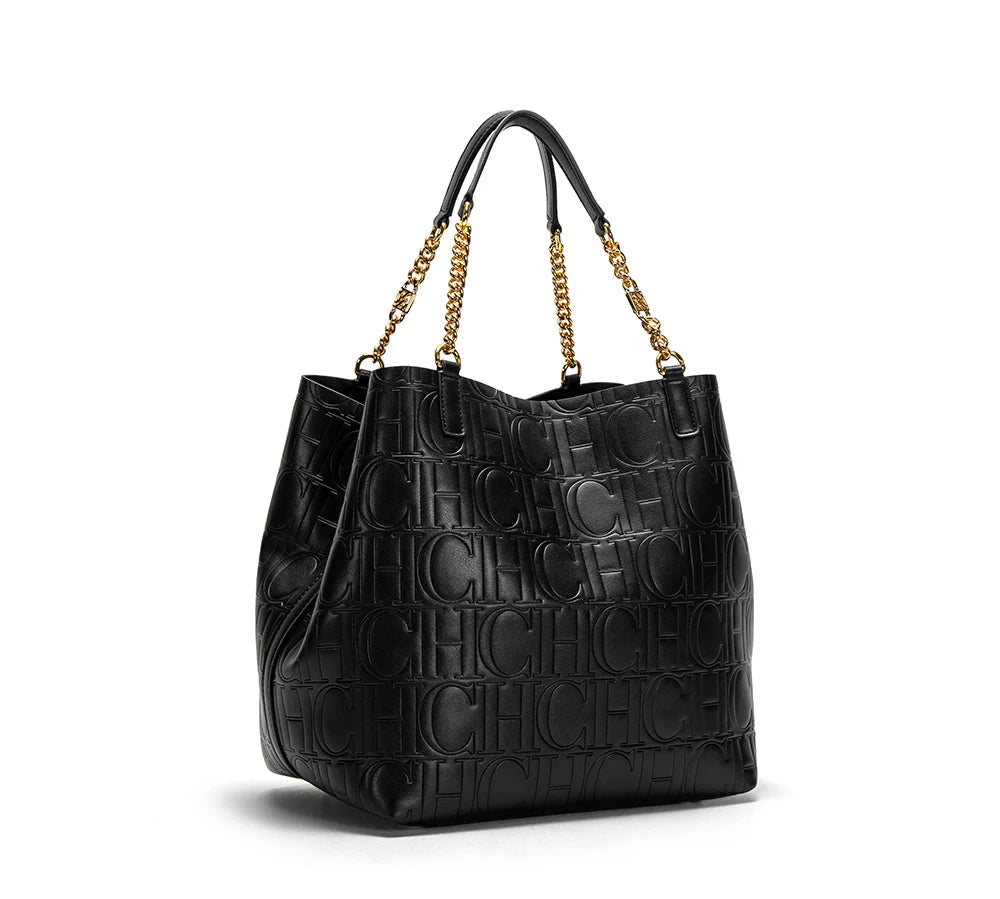 CH High Quality Solid Color Simple Style Women's Large Capacity Handbag Suitable Daily Commuting Fashionable Versatile