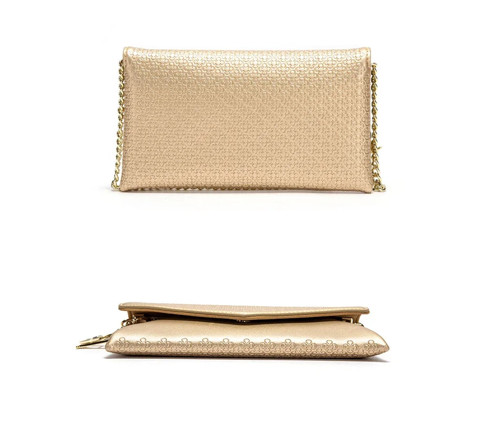 CH Women's Crossbody Bag Stylish Textured Leather Clutch Gold Chain Logo Detail Evening Party Purse Must Have Hot Sale