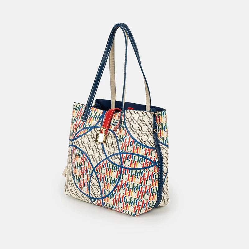CH Tote Bag for Women Luxury Handbag New Colorful Letter Print Large Capacity Shoulder Bag Casual Shopper Bag with Lock