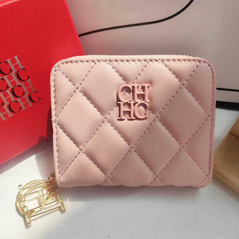 CH New Women's Wallet Exquisite Luxury Brand Short Solid Color Coin Women's Wallet High-quality PU Material Exquisite Brand Logo