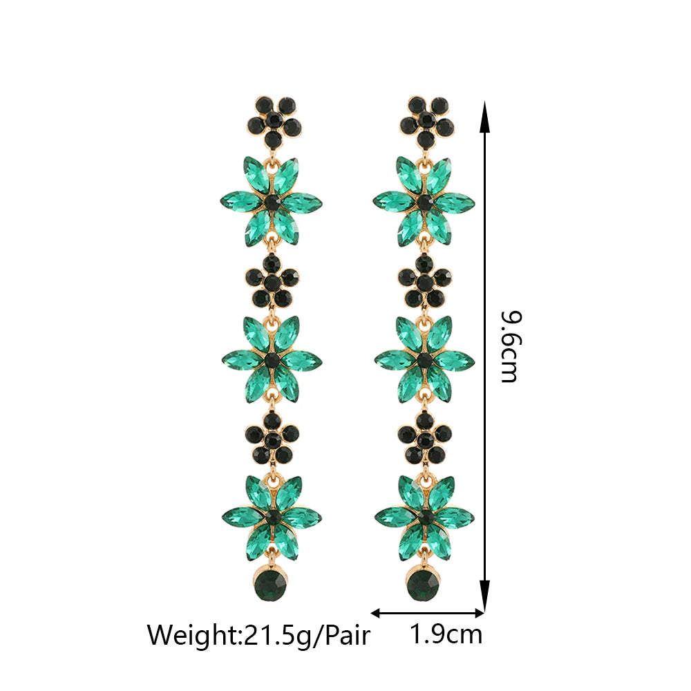 Romantic Shiny Glass Flower Dangle Drop Earrings