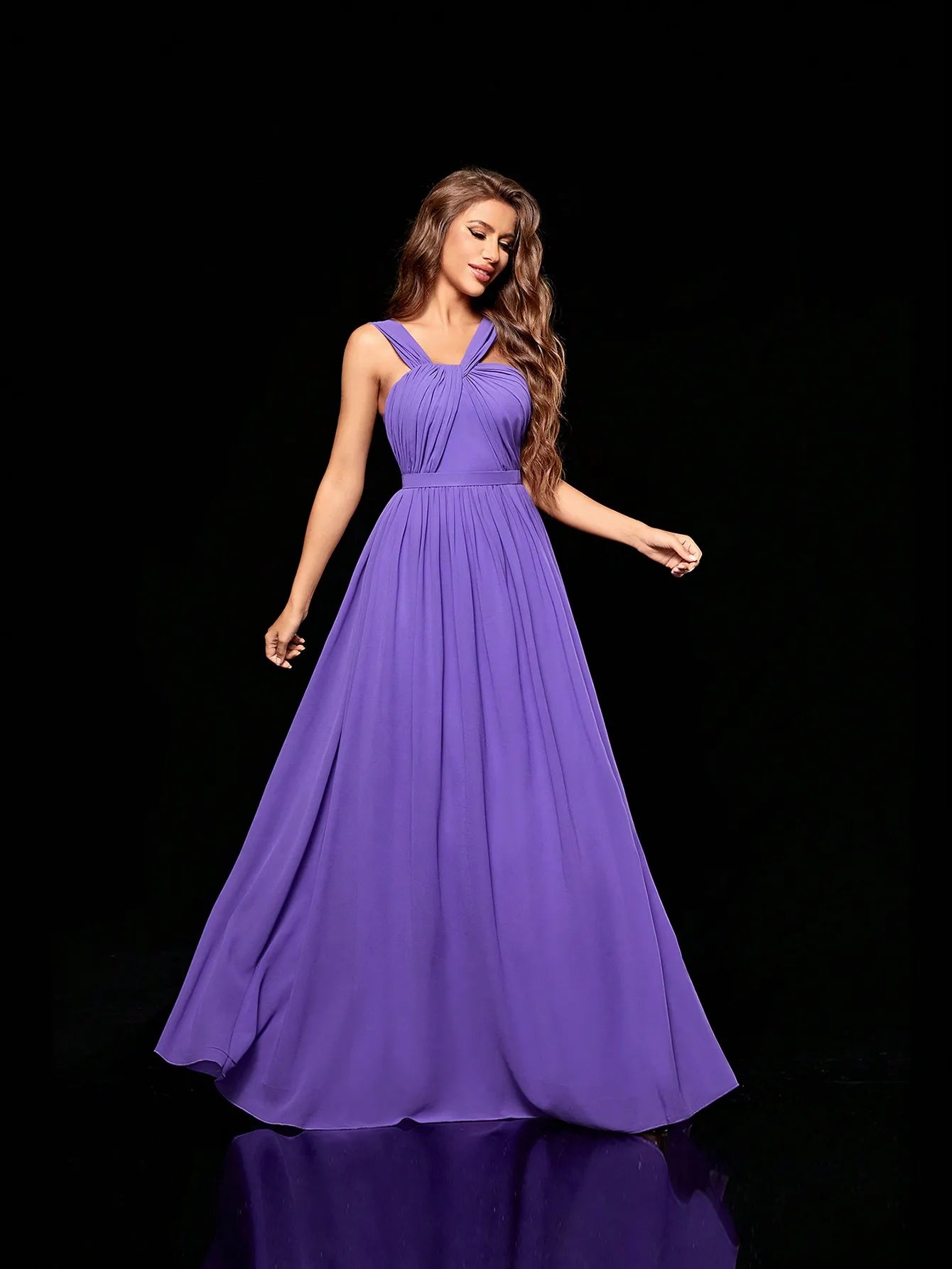 Mgiacy irregular folding cross chiffon full length Evening gown Ball dress Party dress