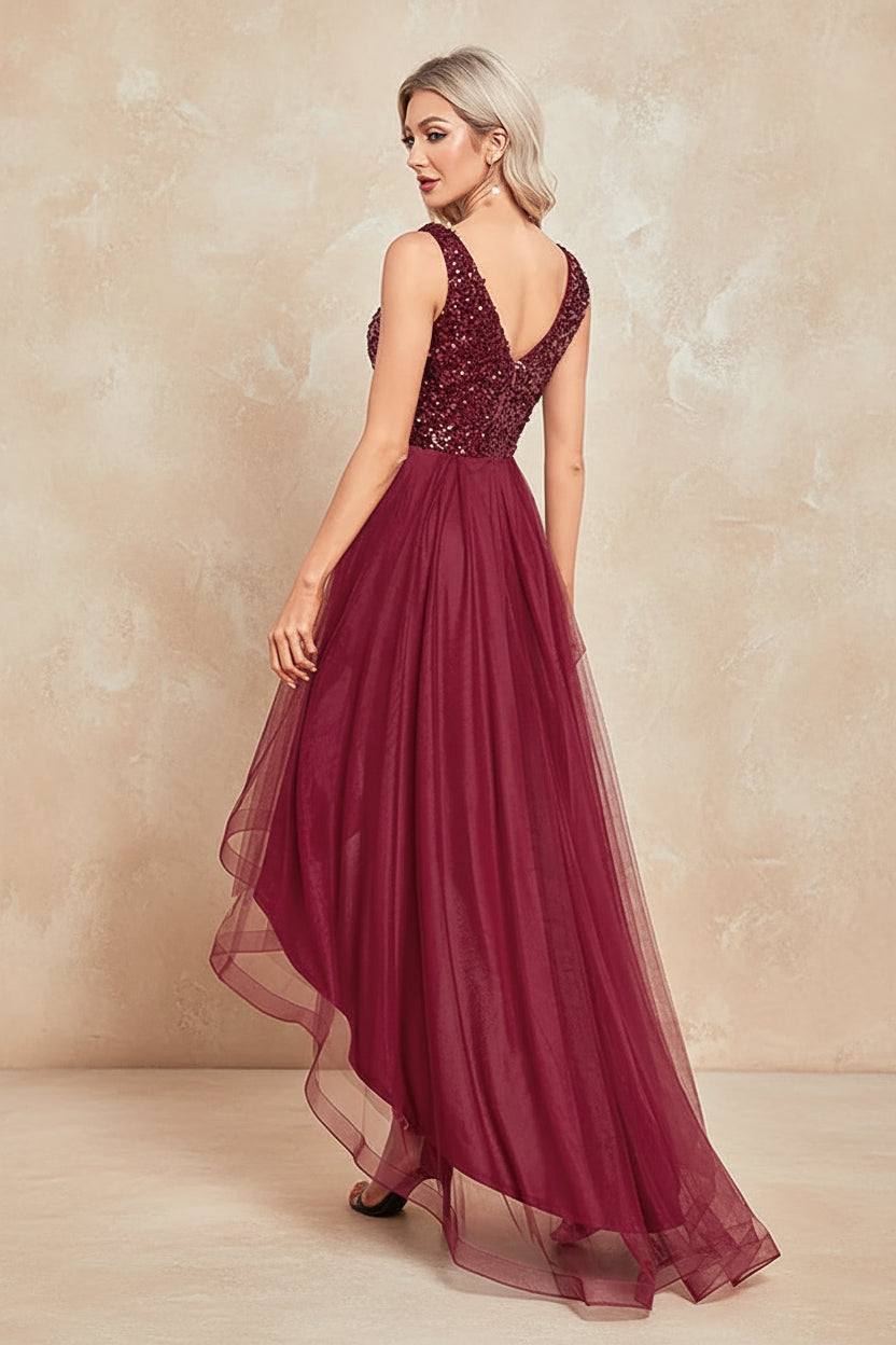 Elegant Women Sleeveless Sequins V-Back Floor Length Formal Evening Dresses Luxury V-neck Wedding Party Cocktail Gowns