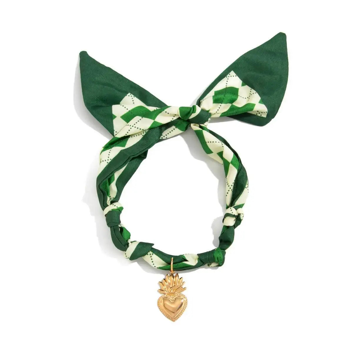 Salircon Trendy Handmade Green Silk Ribbon Love Heart Pendant Necklace for Women Elegant Adjustable Clavicle Chain Charm Jewelry