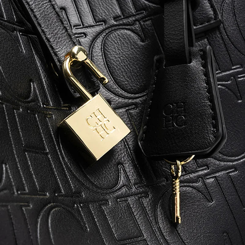 CH High Quality Fashion Ladies Shoulder Bag Senior Sense Pure Colour Letter Print Design Temperament Tote Bag Large Capacity