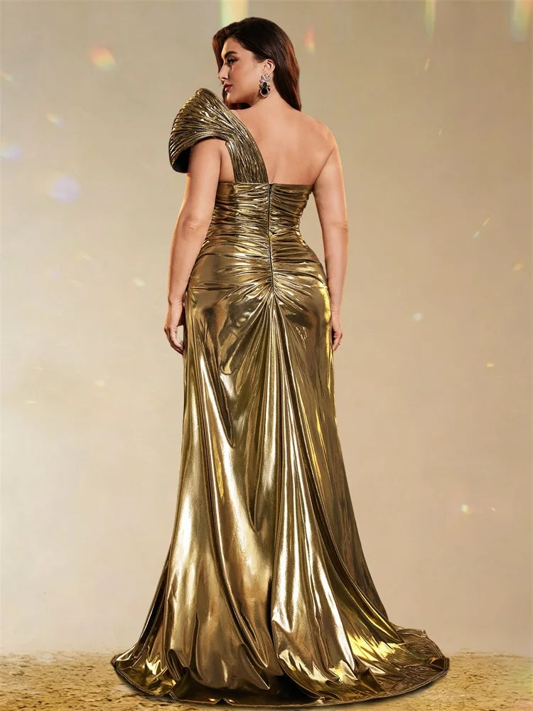 Plus Size Luxury Slanted shoulder Maxi Evening Dresses Waist-cinching Mermaid Wedding Party Elegant Cocktail Gowns