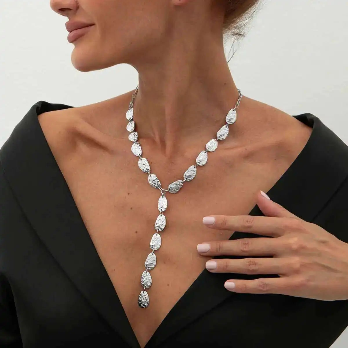 Salircon Vintage Irregular Baroque Y-shaped Necklace Women 2025 New Simple Geometric Pendant Necklace Daily Jewelry Accessories