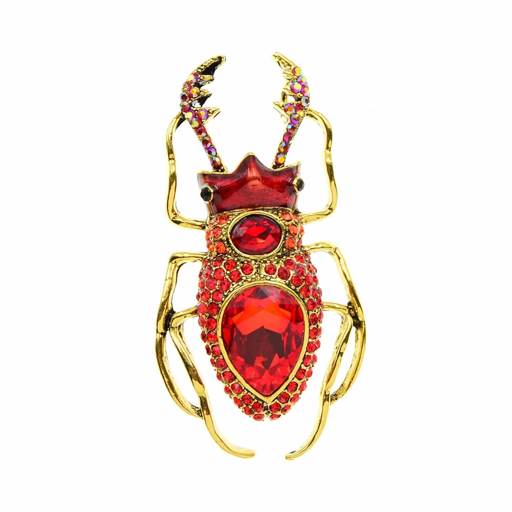 SKEDS Women Full Crystal Exquisite Beetle Brooch Badges Fashion Luxury High-end Elegant Lady Insect Pin Accessories