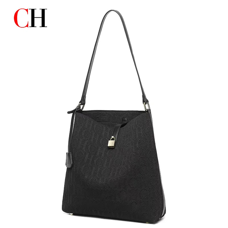 CH Women Hobo Bag Monogram Pattern Gold Lock Hardware Large Capacity 2026