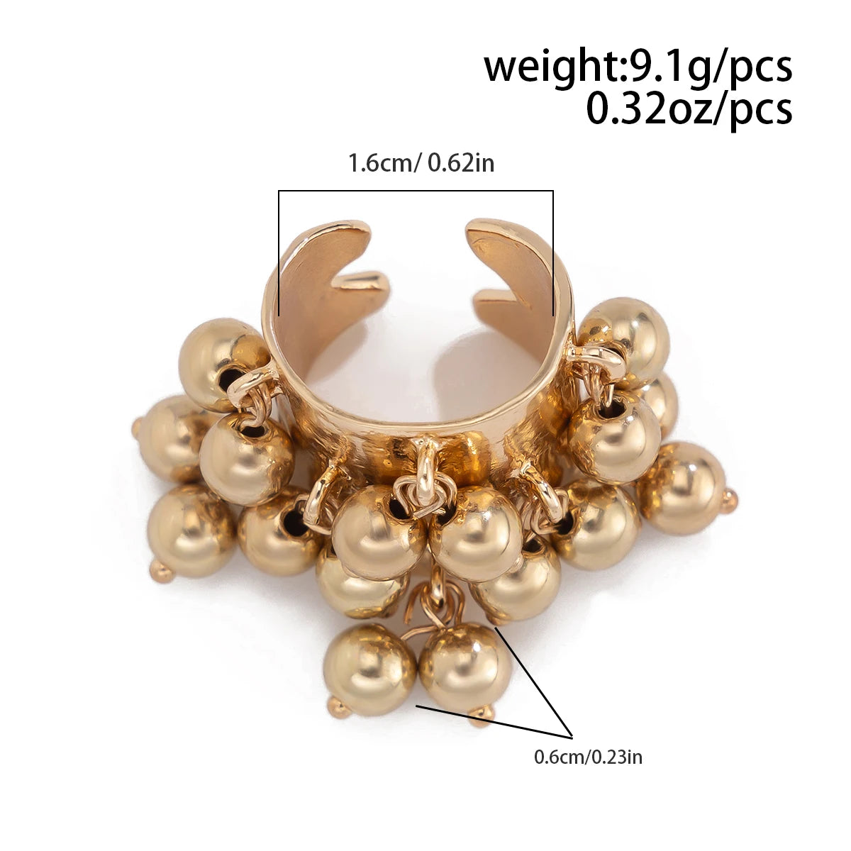 Salircon Trendy Imitation Pearl Stone CCB Small Ball Ring Women's Man 2024 Vintage Street Punk Hip Hop Ring Female Jewelry