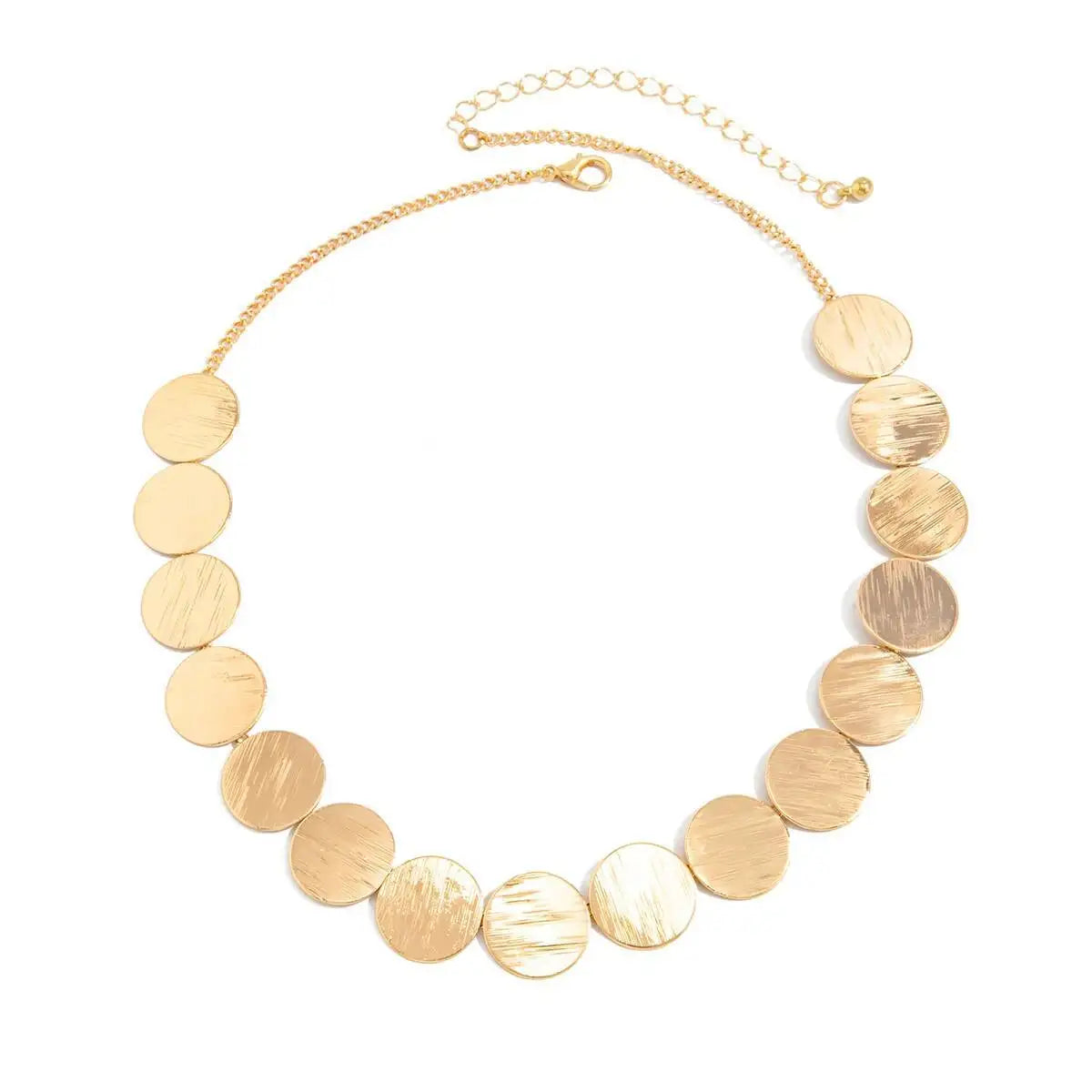 KunJoe Elegant Metal Sequins Chokers Necklaces for Women Minimalist Geometric Round Clavicle Chain Fashion Neck Jewelry Gifts