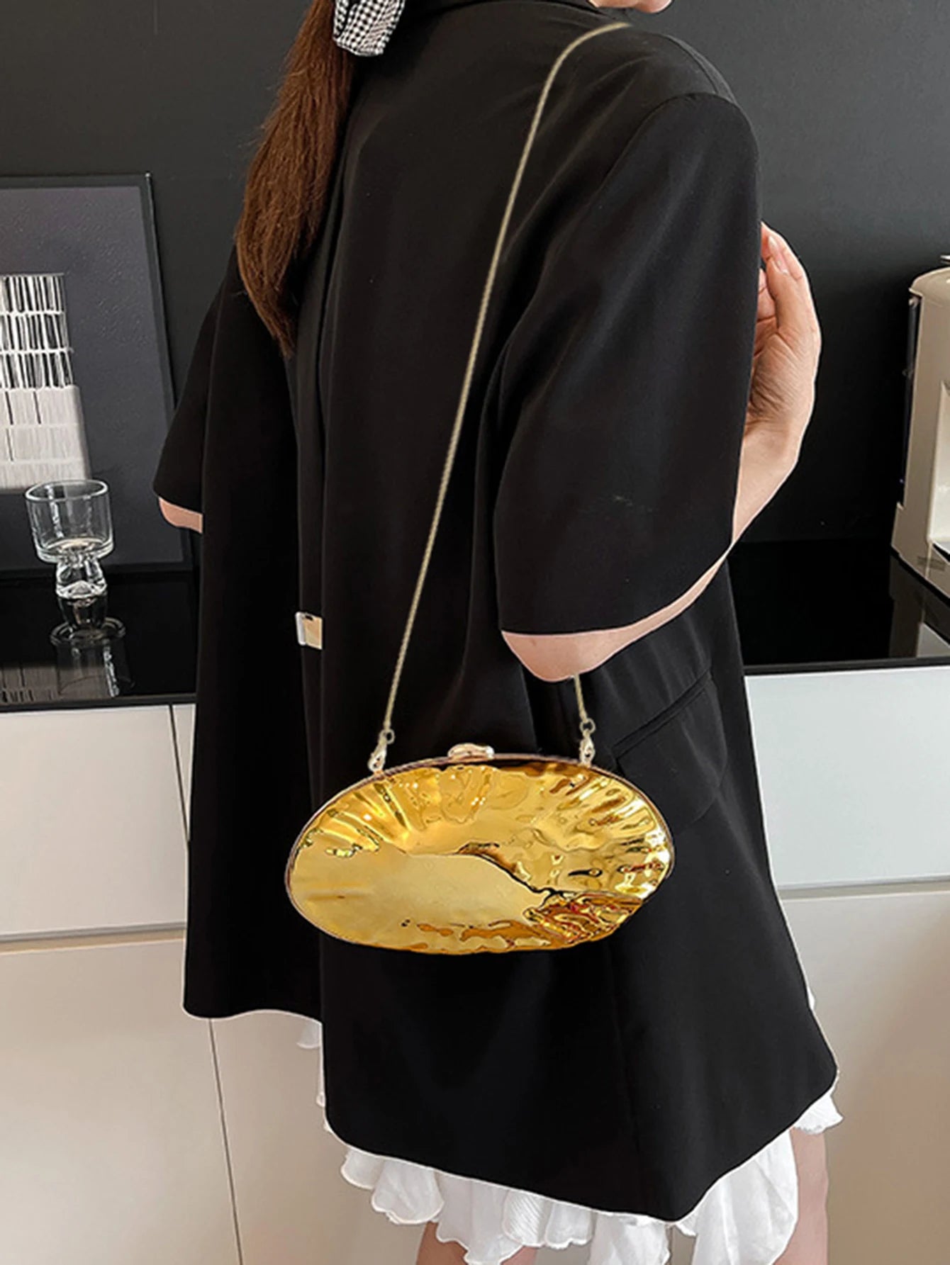 Shell Shaped Dinner Handbag Fashion Acrylic Chain Clutch Large Capacity Wallet New Banquet Party Women's Crossbody Shoulder Bag