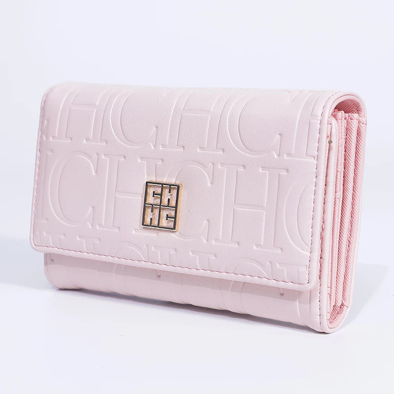 CH Luxury Card Bag Minimalist Chic Embossed Design Wallet Stylish Women Accessory Compact Multi Slot Card Holder Daily Essential