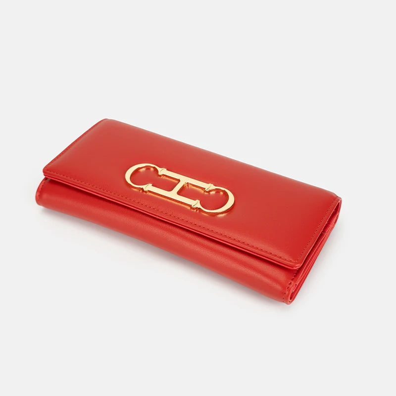 CH Womens Long Wallet Clutch Purse with Gold Metal Logo Large Capacity Card Holder Coin Purse for Ladies