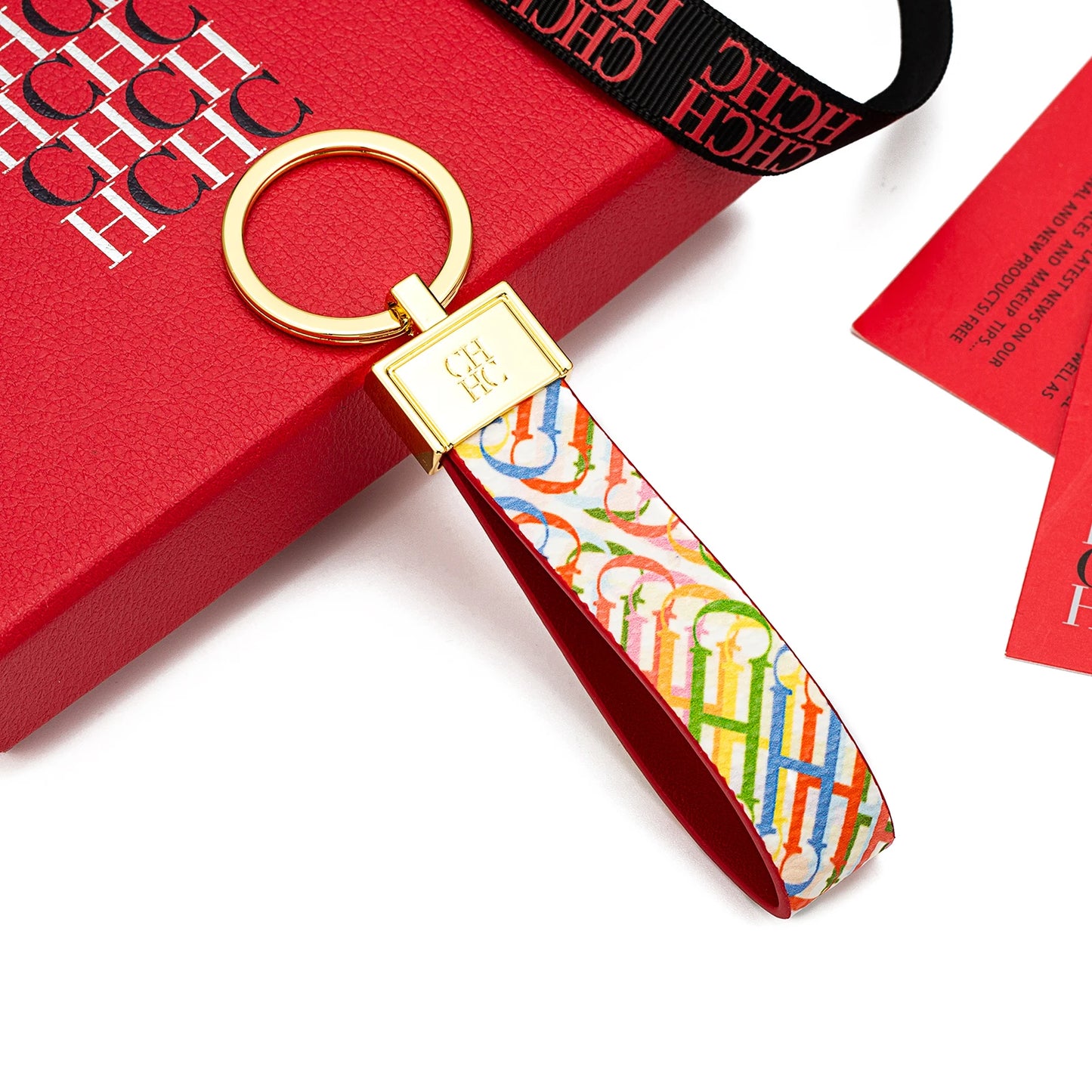 CH Niche High-end Keychain Leather Keychain Unique Printing Design Fashion Keychain Simple and Exquisite Style Gifts