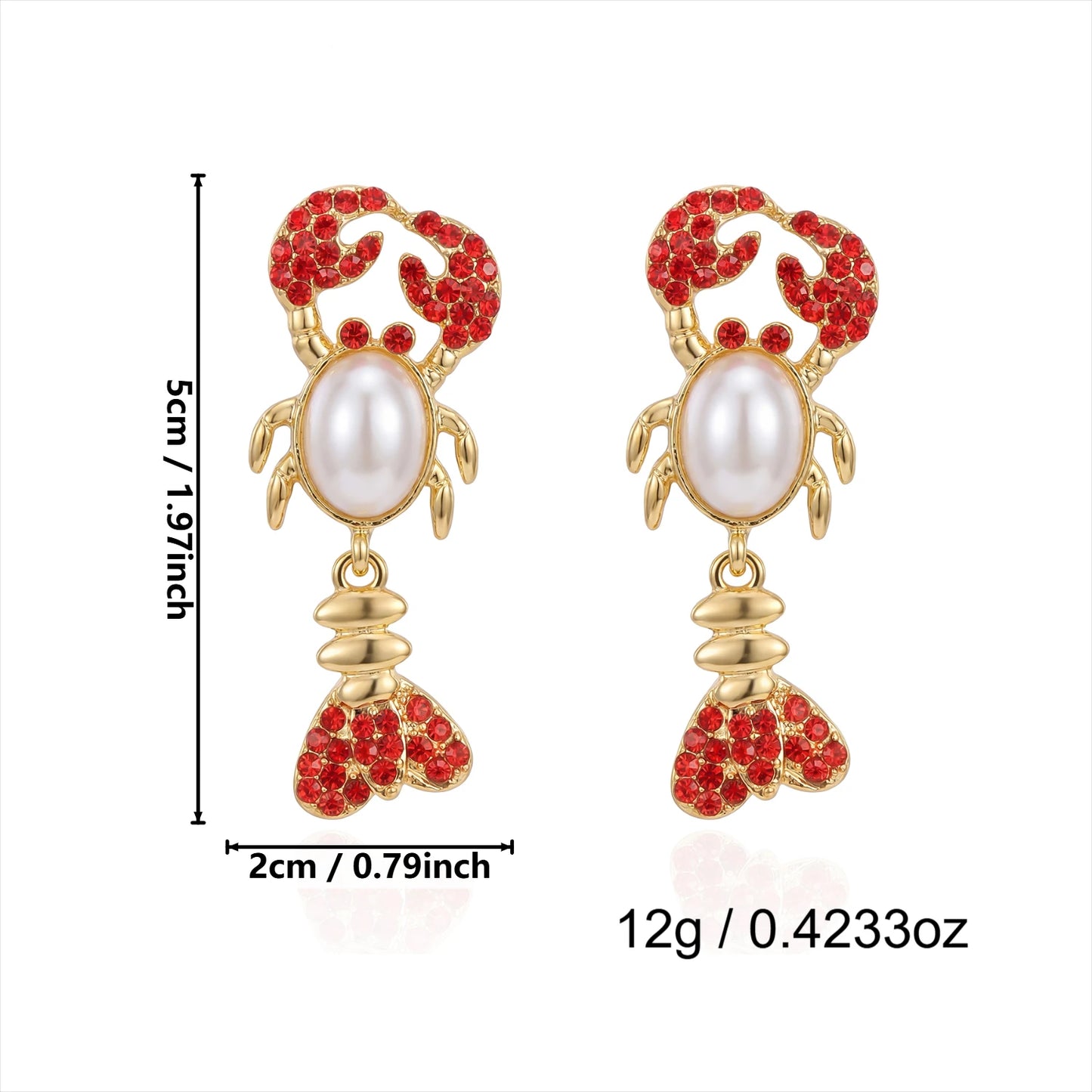 Personality Splicing Lobster Earrings for Women Metal Starfish Shell Animal Dangle Earrings Summer Beach Holiday Party Jewelry