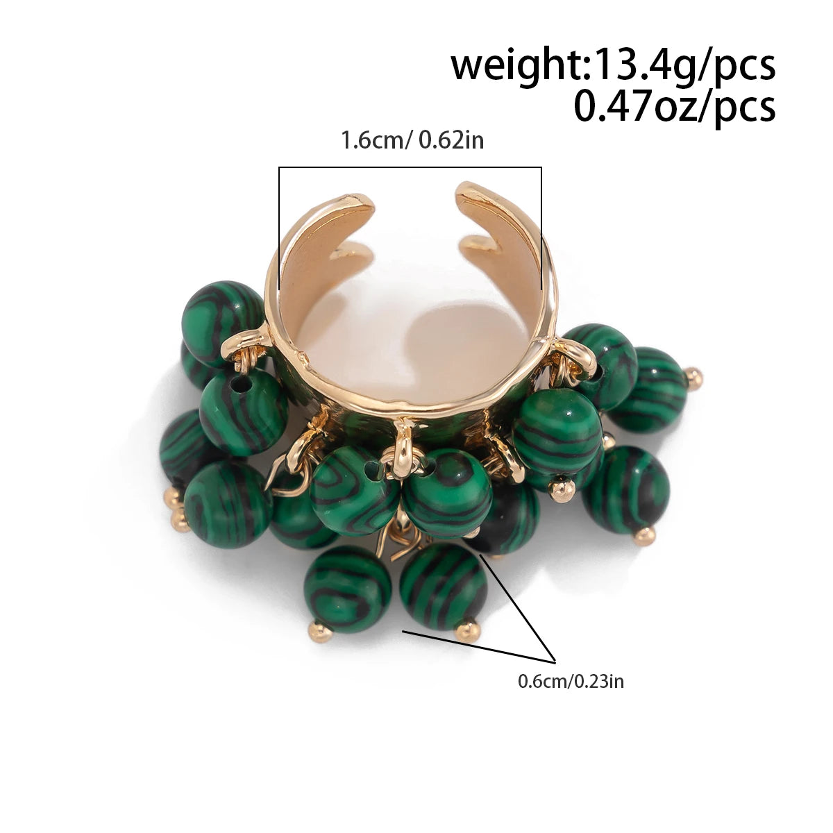 Salircon Trendy Imitation Pearl Stone CCB Small Ball Ring Women's Man 2024 Vintage Street Punk Hip Hop Ring Female Jewelry