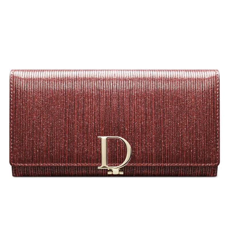 2025 New Women's Wallet, Long Wallet, Pearl D-Buckle, Large Capacity, Multiple Slots, Genuine Cowhide Wallet, Clutch Bag