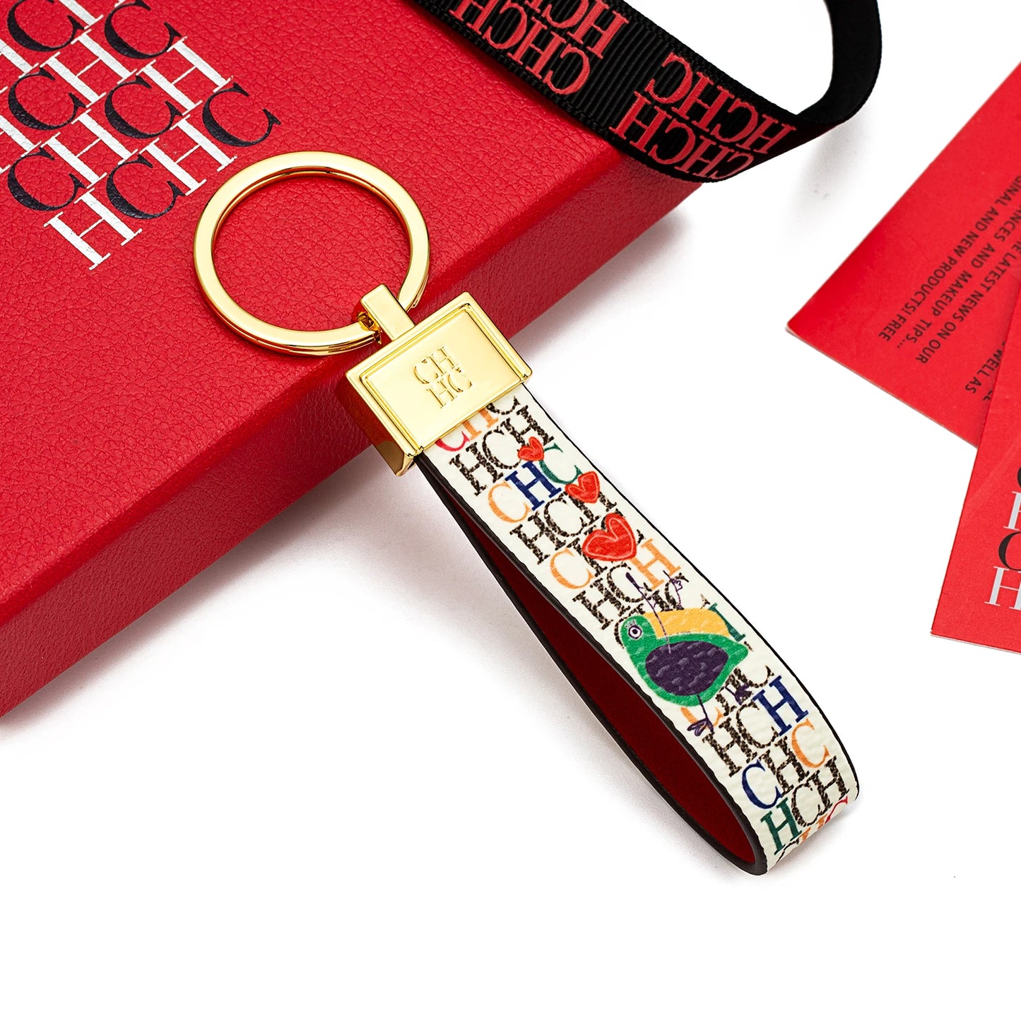 CH Niche High-end Keychain Leather Keychain Unique Printing Design Fashion Keychain Simple and Exquisite Style Gifts