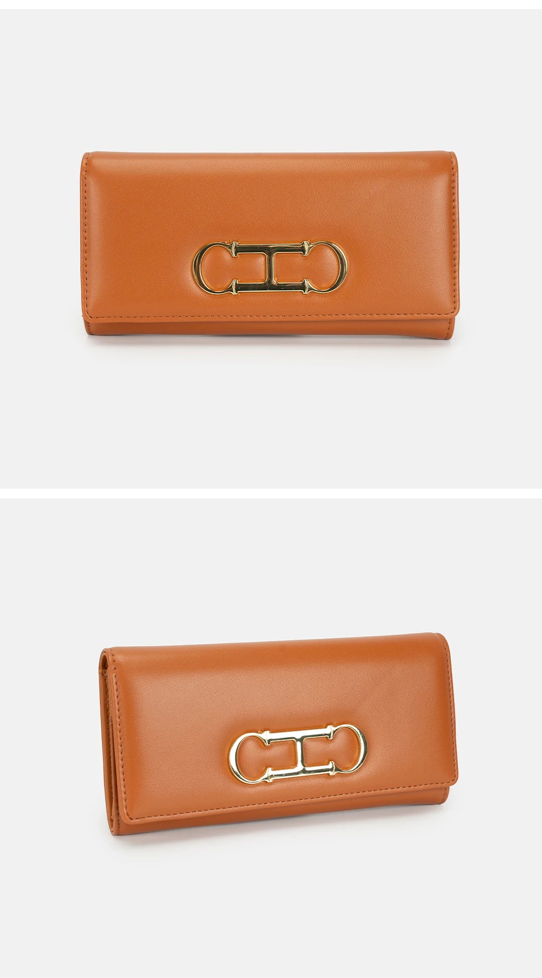 CH Womens Long Wallet Clutch Purse with Gold Metal Logo Large Capacity Card Holder Coin Purse for Ladies