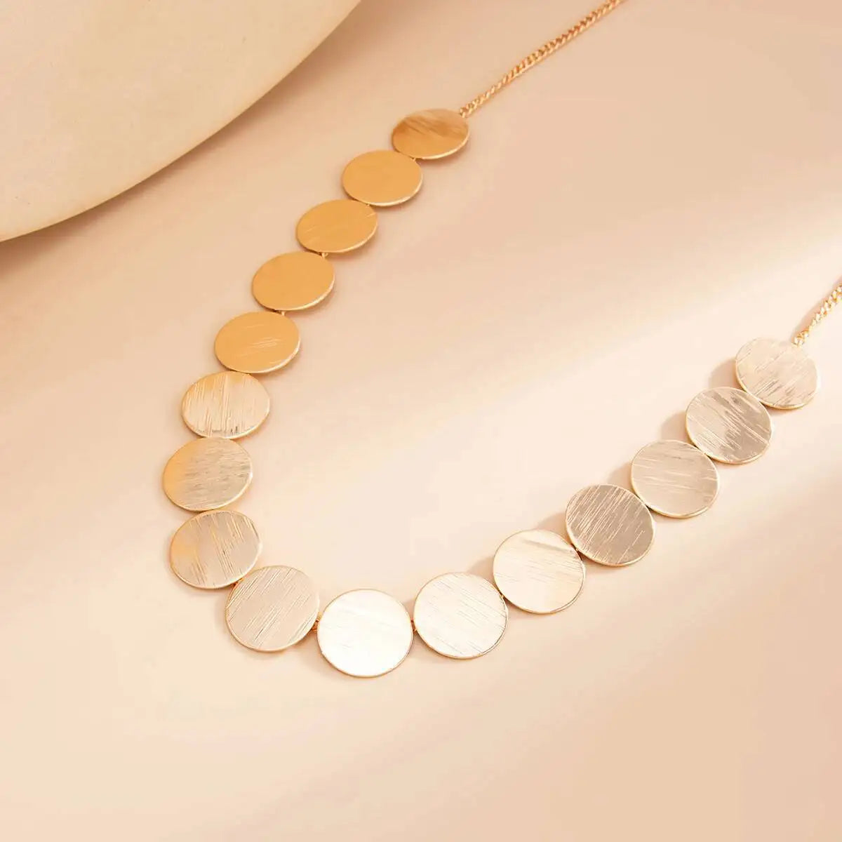 KunJoe Elegant Metal Sequins Chokers Necklaces for Women Minimalist Geometric Round Clavicle Chain Fashion Neck Jewelry Gifts