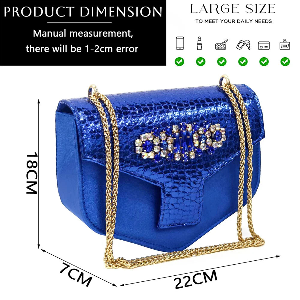 2024 Italian Design Rhinestone-encrusted Ladies Party Shoes And Special Bag High Heels And Dual Purpose Bag Women's Shoes