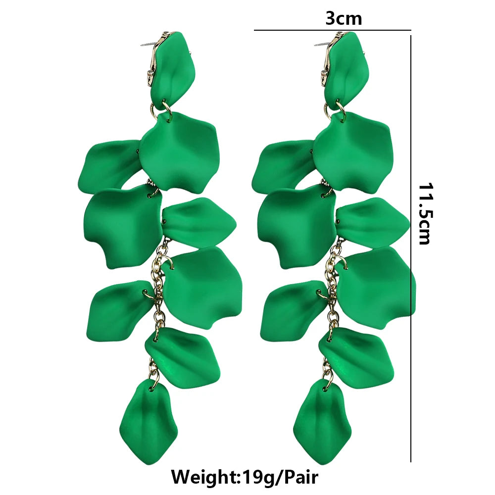 Korean Fashion Acrylic Petal Flower Tassel Dangle Earrings