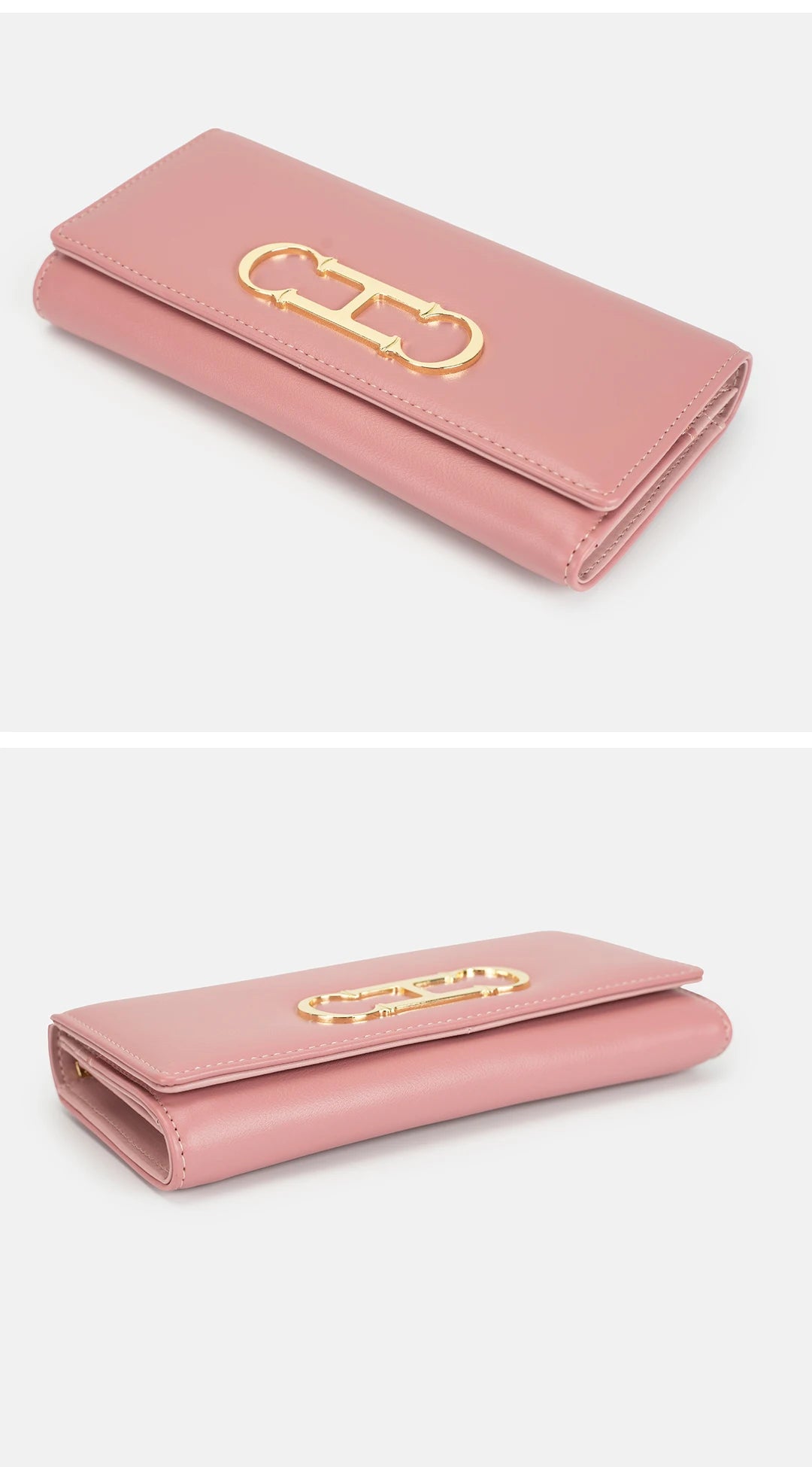 CH Womens Long Wallet Clutch Purse with Gold Metal Logo Large Capacity Card Holder Coin Purse for Ladies