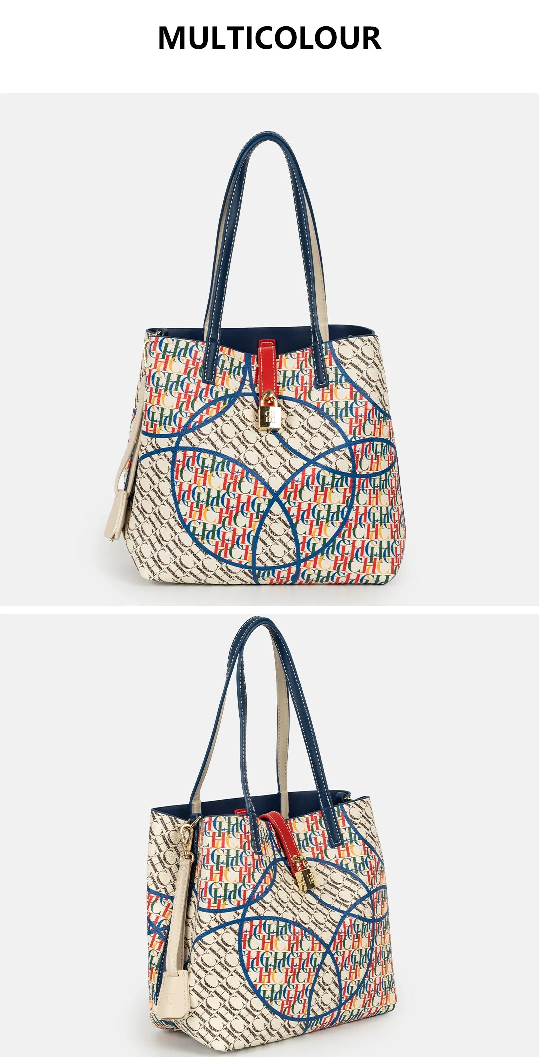 CH Tote Bag for Women Luxury Handbag New Colorful Letter Print Large Capacity Shoulder Bag Casual Shopper Bag with Lock