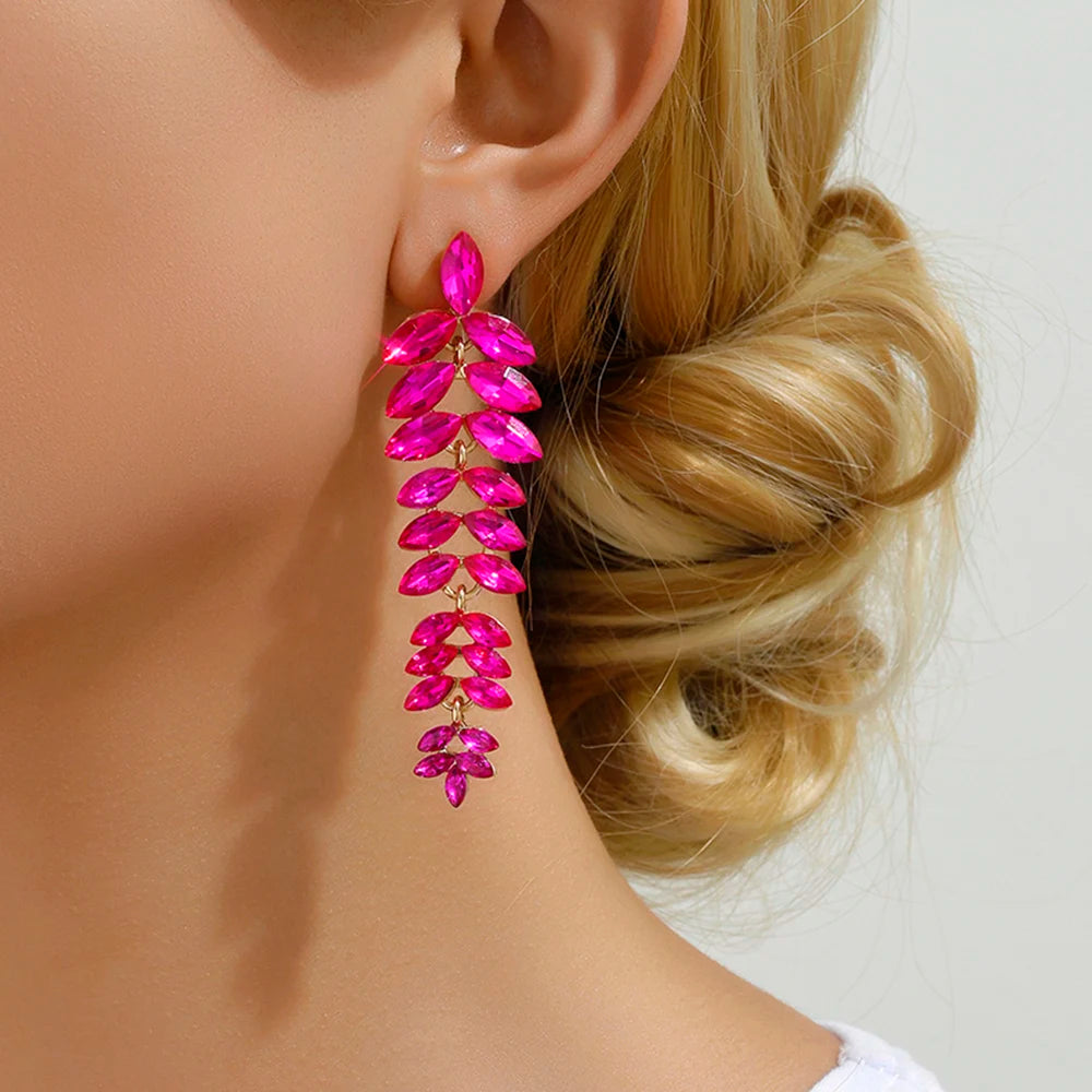 Leaf Shiny Glss Decor Dangle Drop Earrings
