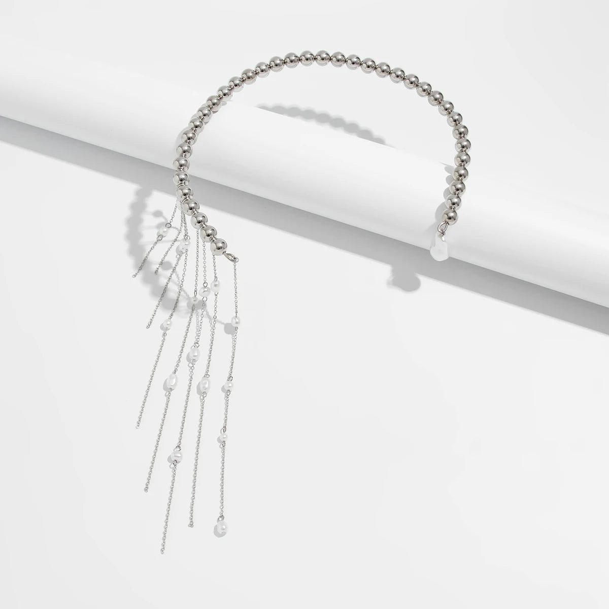 Salircon Exquisite Imitation Pearl Tassels Open Choker Necklace Women Fashion Long Tassel CCB Beads Clavicle Chain Jewelry 2025