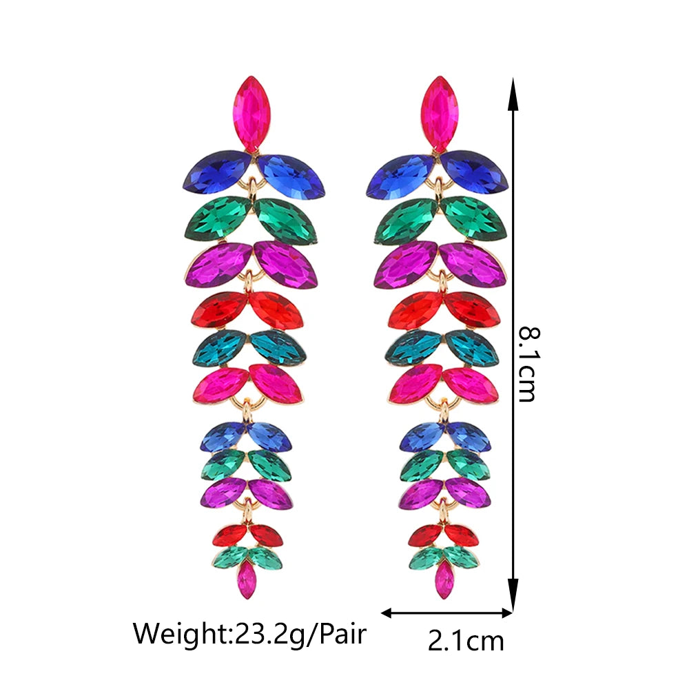 Leaf Shiny Glss Decor Dangle Drop Earrings