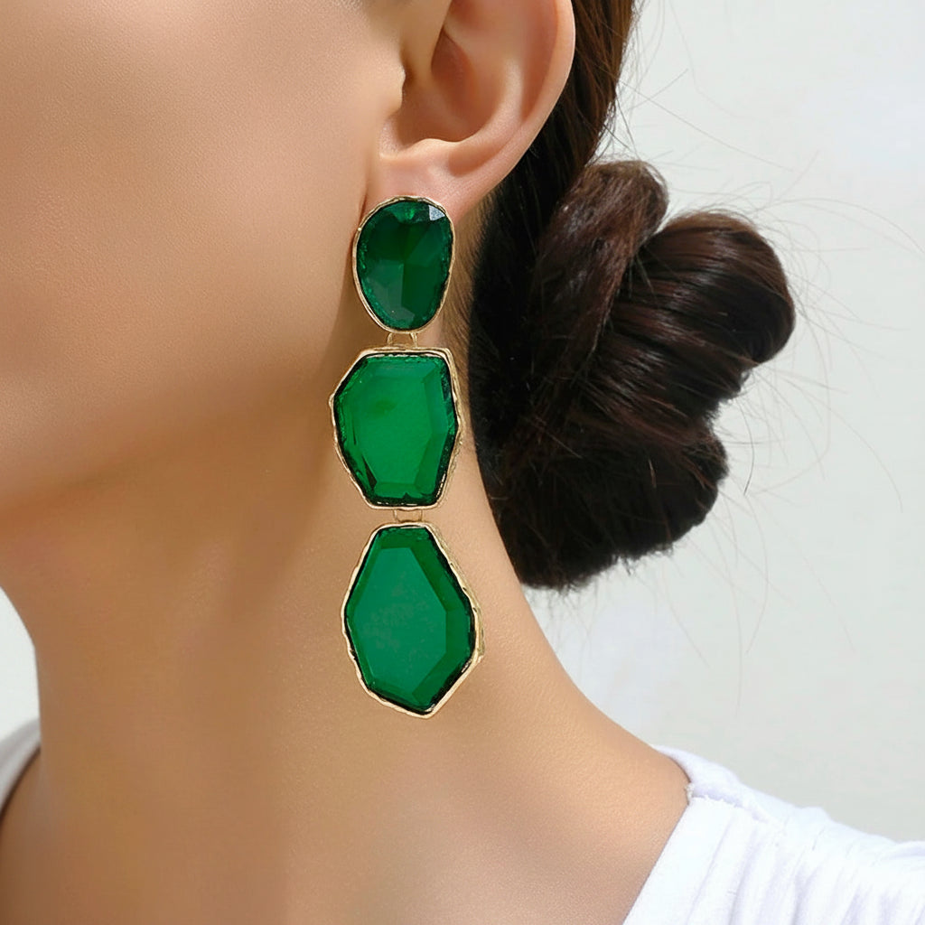 Creative Design Popular Luxury Geometric Resin Charm Long Dangle Drop Earrings For Women Trend Unusual Pendant Jewelry Gift