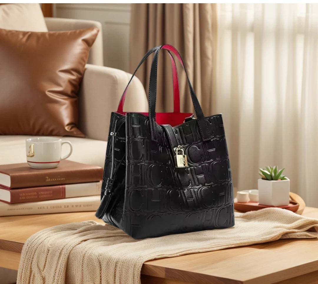 Classic PU Leather Bucket Tote Bag