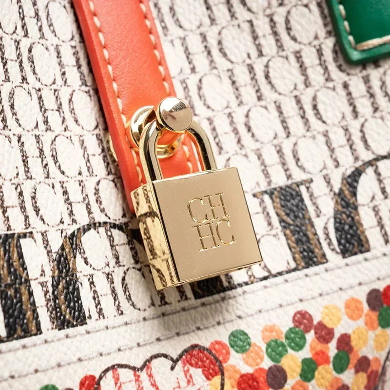 Women's Shoulder Large Capacity Bag Exquisite Flower Printed Women's Leather Bag Fashion Design New 2025 Women's Handbag Printed